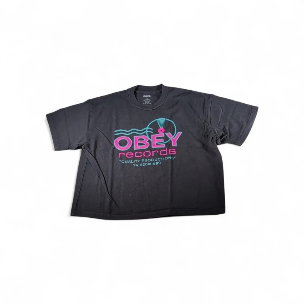 Obey Graphic T-Shirt Obey Records Sound Waves Women's Size Small